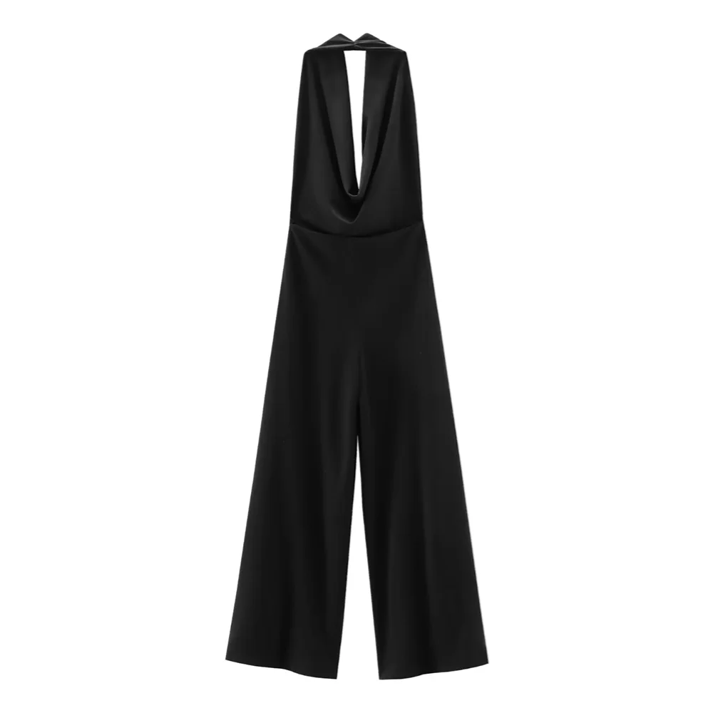 PB&ZA 2024 Summer New Women\'s Fashionable and Stylish Style Slim Fit Versatile V-neck Hanging Neck jumpsuit