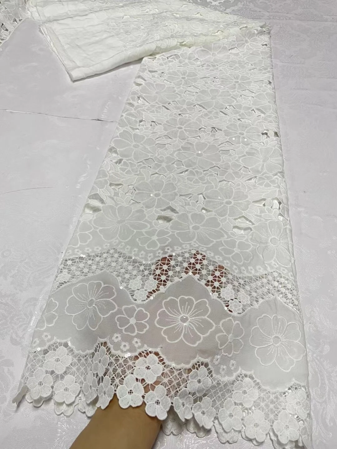 Nigerian Tulle Lace Fabric for Sewing, Wedding Embroidery Dress, Chiffon Party Guipure, High Quality, Cotton 5Yard, 2024 JL343