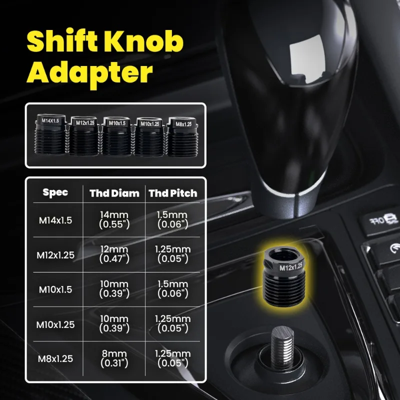 Shifter Knob Adapter Universal Gear Shift Lever Converter Nut Aluminum Car Interior Modification Replacement for Auto Vehicles