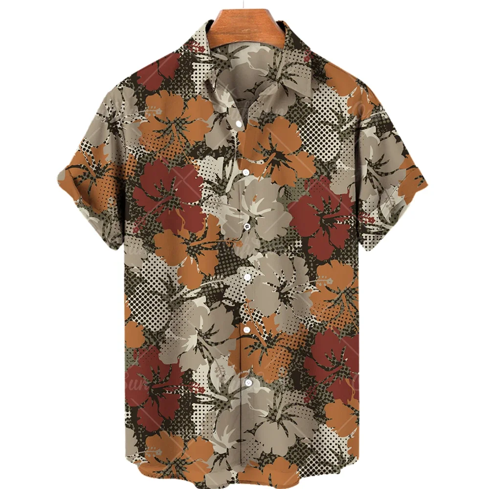 Chemise hawaïenne vintage du milieu du siècle pour hommes, chemise décontractée, haut de vacances de plage, imprimé d'usine, manches courtes, robe d'été, 2024