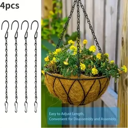 4PCS/set Imitation Rattan Hanging Basket Flower Pot Hanging Chain Plant Grow Basin Pot Basket Hanging Chain Home Garden