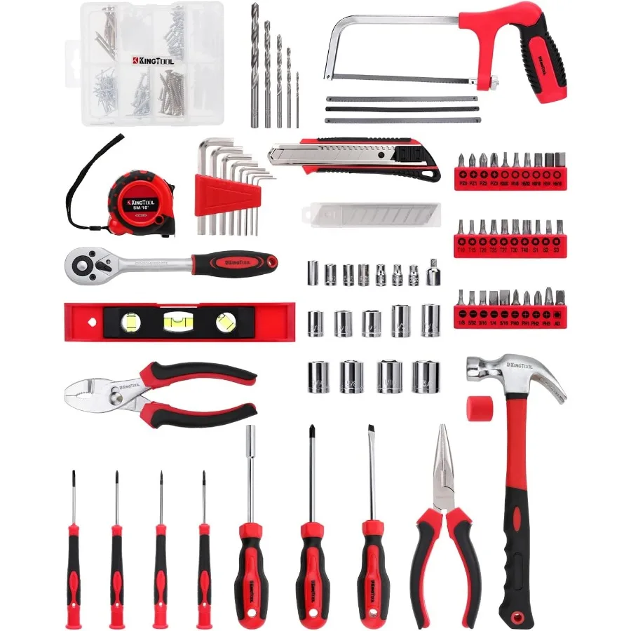 مجموعة أدوات إصلاح المنزل من KingTool مكونة من 226 قطعة مجموعة أدوات إصلاح السيارات المنزلية العامة للصيانة المنزلية وإصلاح السيارات