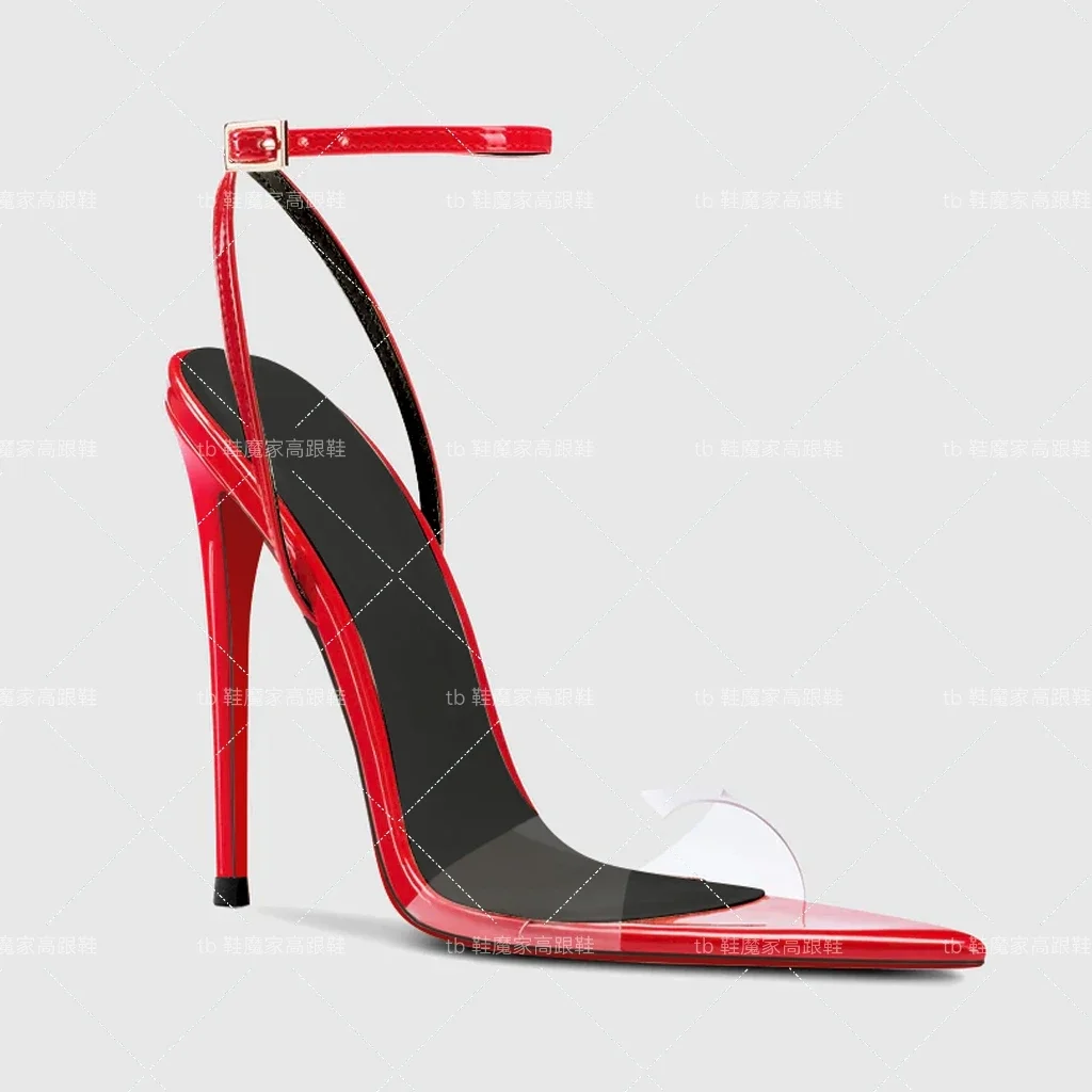 

Новинка 2025 года, стильные и сексуальные туфли на высоком каблуке с острым носком, пряжкой через плечо и босоножками на тонком каблуке, модная обувь