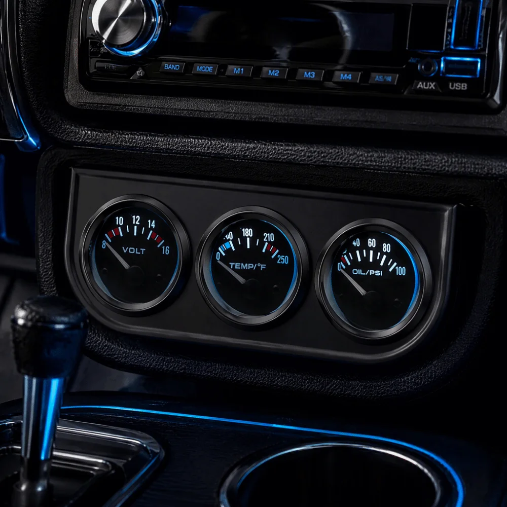 Easy Installation 2 Inch Triple Gauge Set Black 3 in 1 Car Gauge Cluster Car Meter Kit Vehicle Monitoring