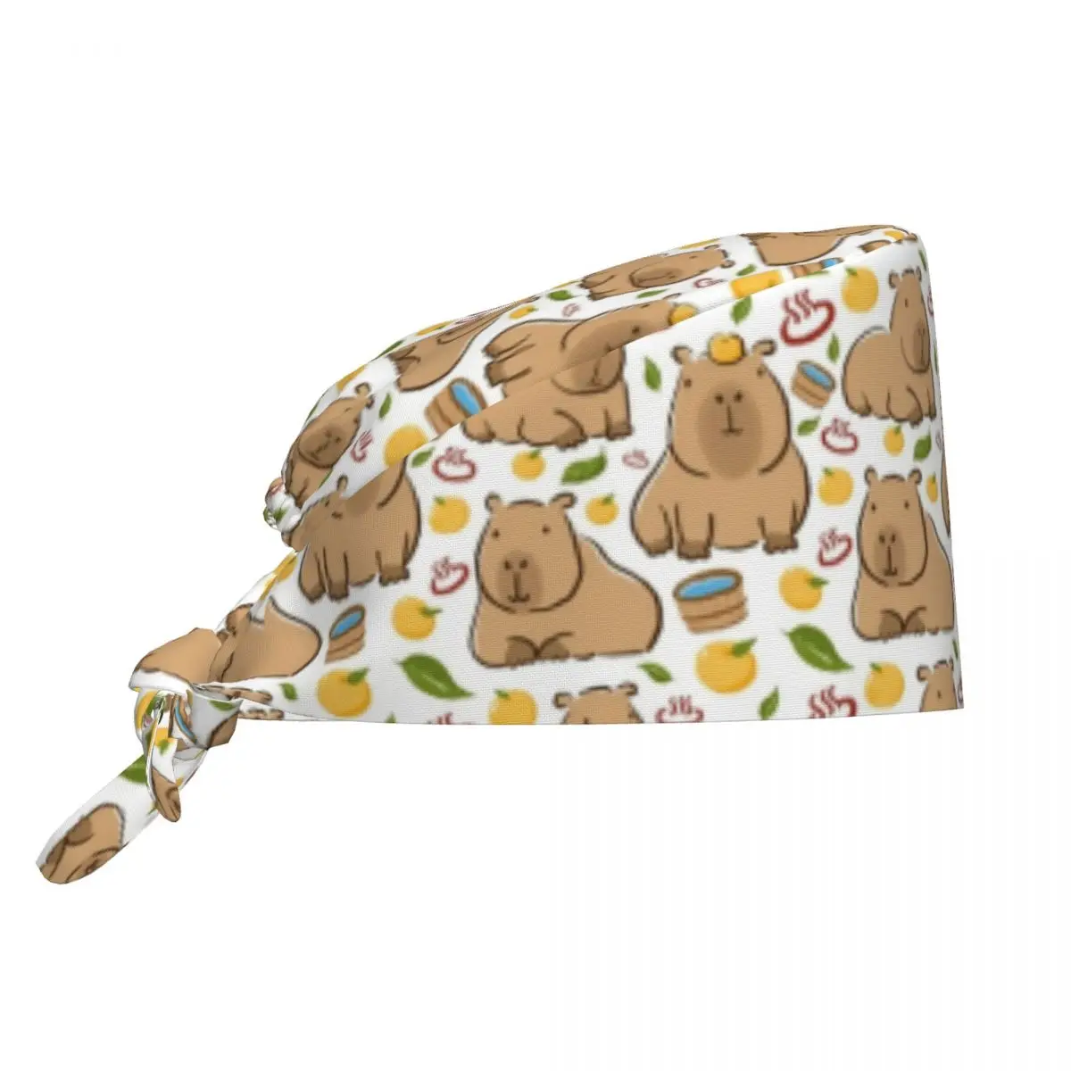 Lindo capibara de dibujos animados América del Sur Fauna Scrub Cap belleza mascota veterinario gorra quirúrgica para hombres mujeres cuidado de mascotas gorros de trabajo de enfermería sombrero
