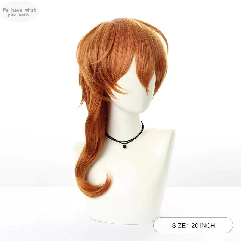 Peruka Nakahara Chuuya Anime Bungou Stray Dogs Cosplay 50cm Włosy Halloween Kostiumy Impreza Bożonarodzeniowa Peruki Syntetyczne Odporne na Ciepło