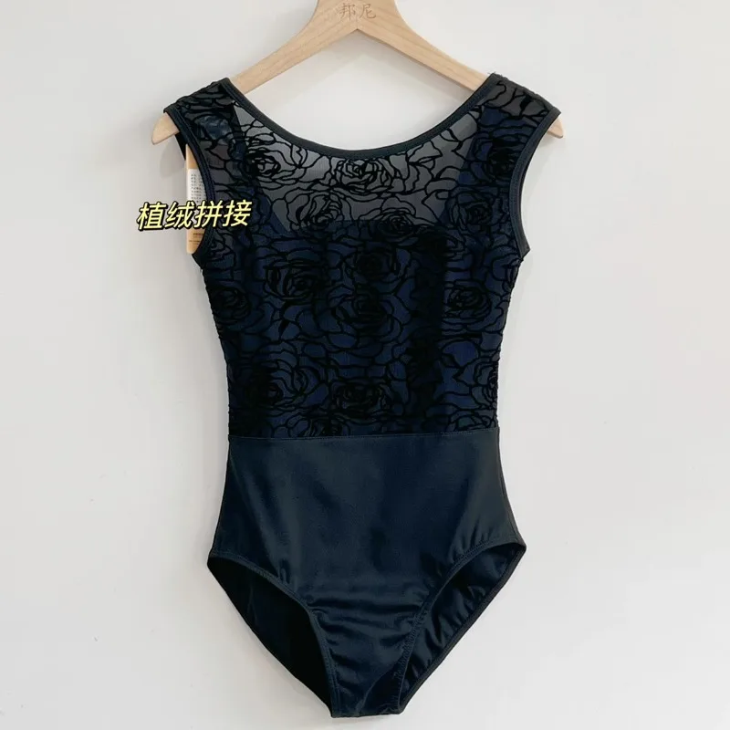 

customized gymnastics jumpsuit ballet costume bodysuit floral velvet big U-back exercise guest house suit leotards for girls
