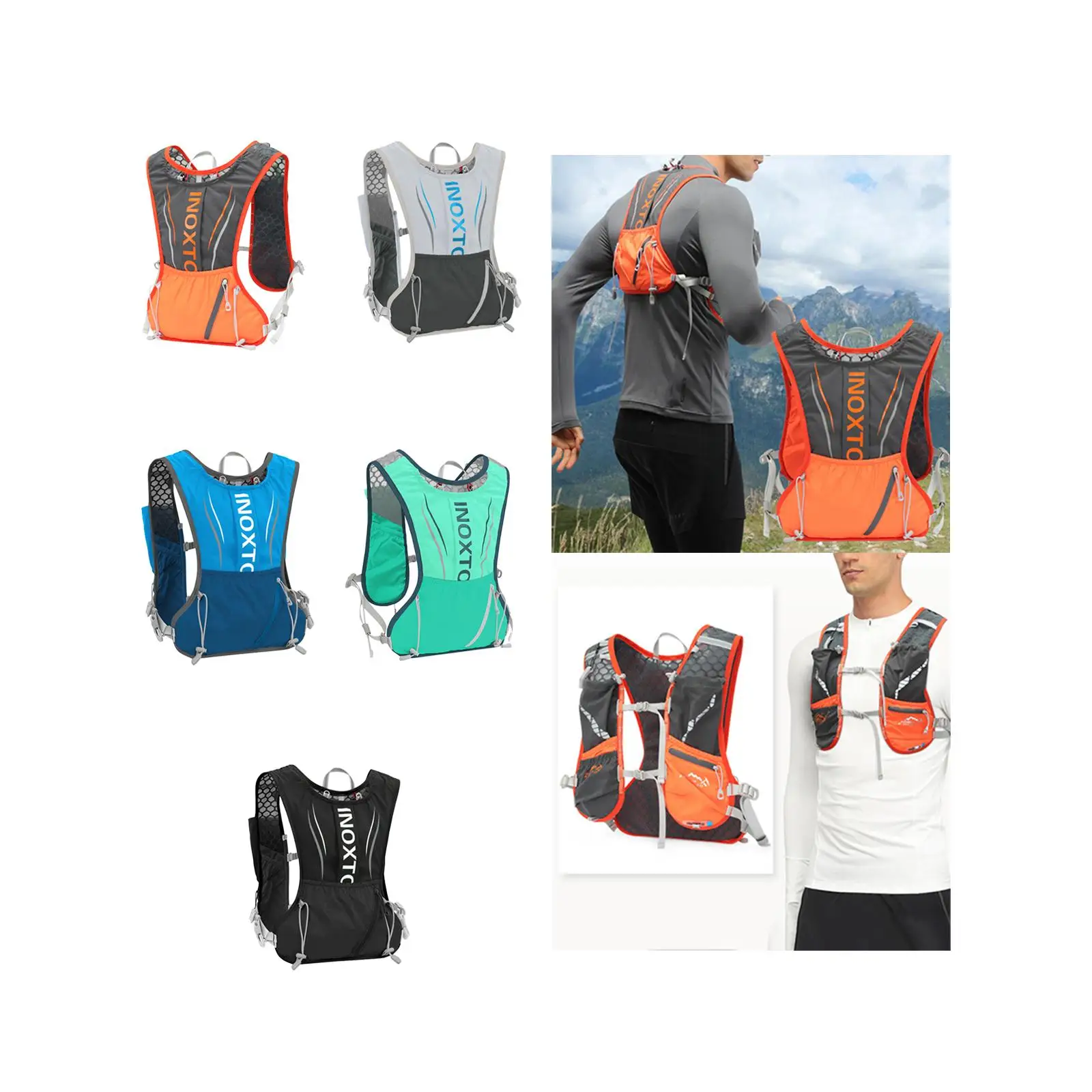 Picture 7: Pack Vest Adjustable Lightweight Running Gear Rucksack Running Vest Backpack for Workout Cycling