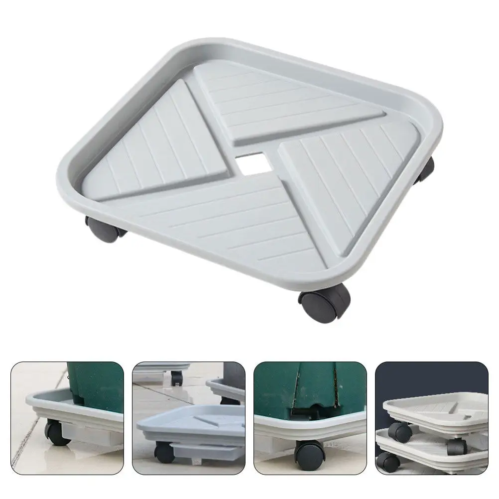 Heavy Duty Thick Plastic Plant Pots Tray Square Grid Base with Rolling Wheels Storage Drawer for Potted Plants Flowerpot Rack