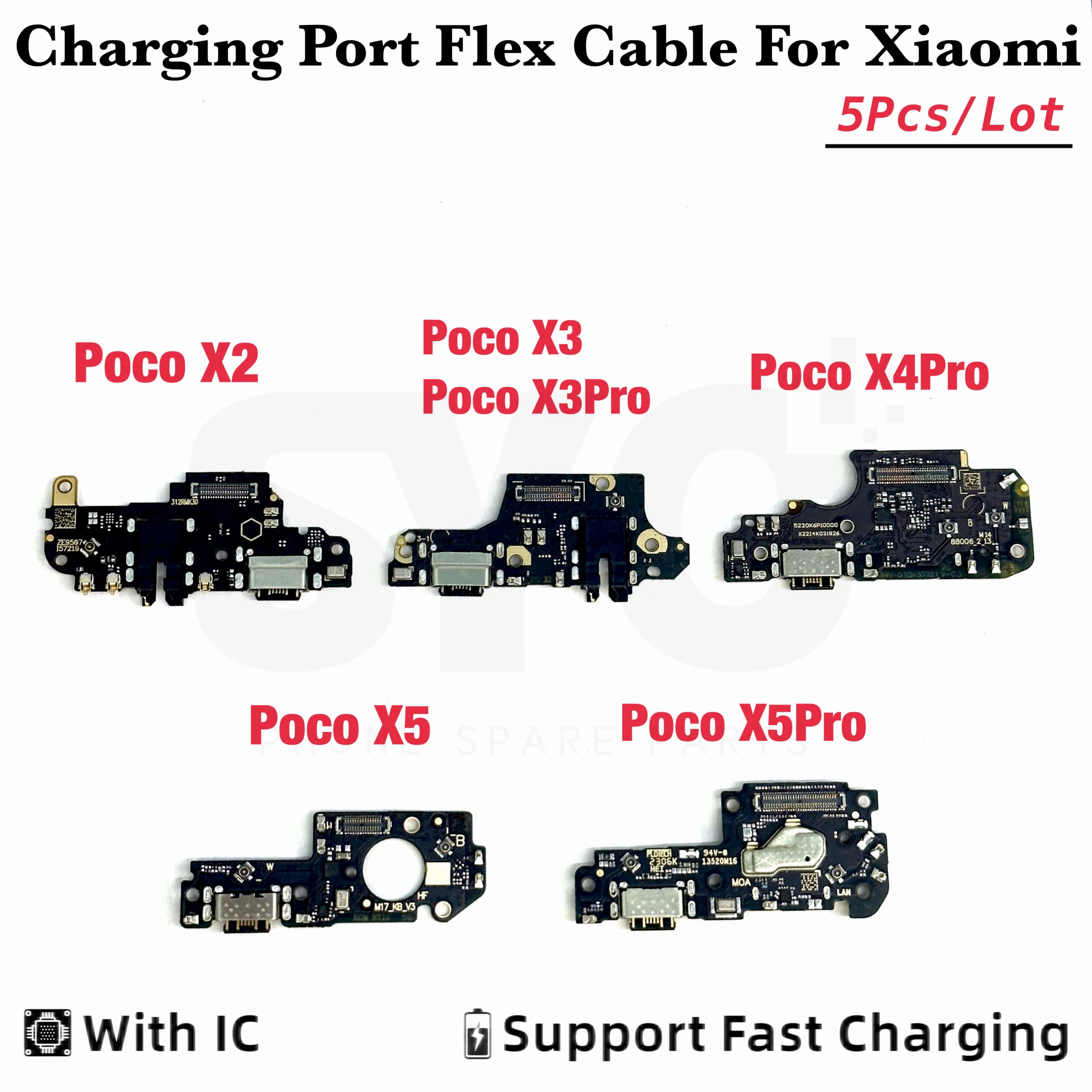 5Pcs/Lot Good quality USB Charger Charging Port For Xiaomi Poco X2 X3 X4 X5 Pro Dock Connector Microphone Board Flex Cable