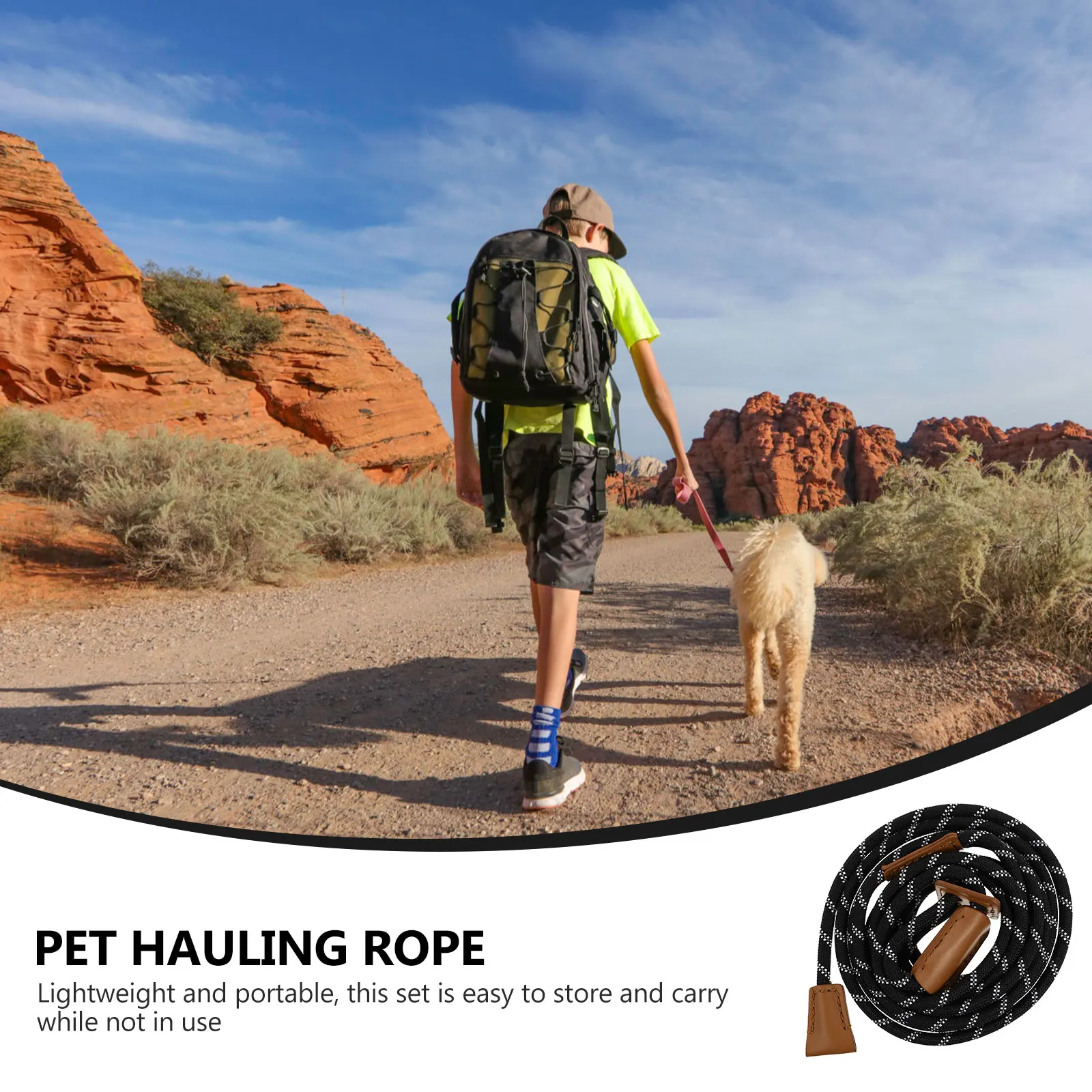 

Reflective Nylon Rope Small Pet Hauling Rope Durable Harness Lightweight Portable Long Leash Adjustable Comfortable Pet Supply