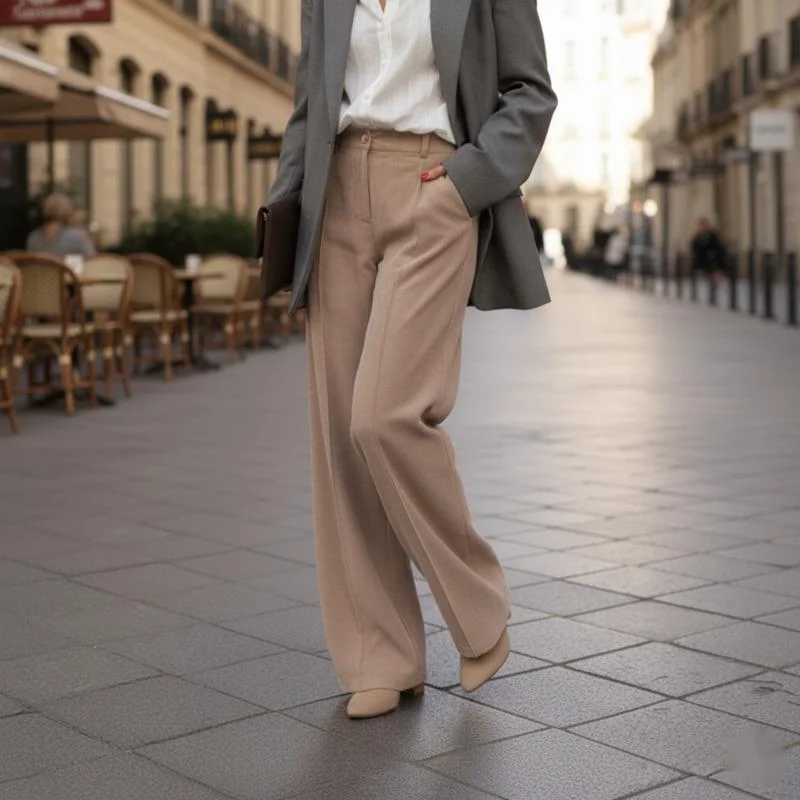 

Casual Autumn Winter Women’s High Waist Loose Fit Wide Leg Corduroy Pants Retro Cotton Trousers For Comfortable Fashion Outfits