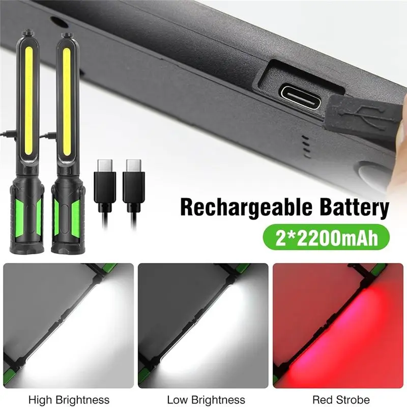 For Car Repairing Work Light For Mechanic- 2400LM LED, 4400Mah Rechargeable, Magnetic, Underhood Design With Hooks