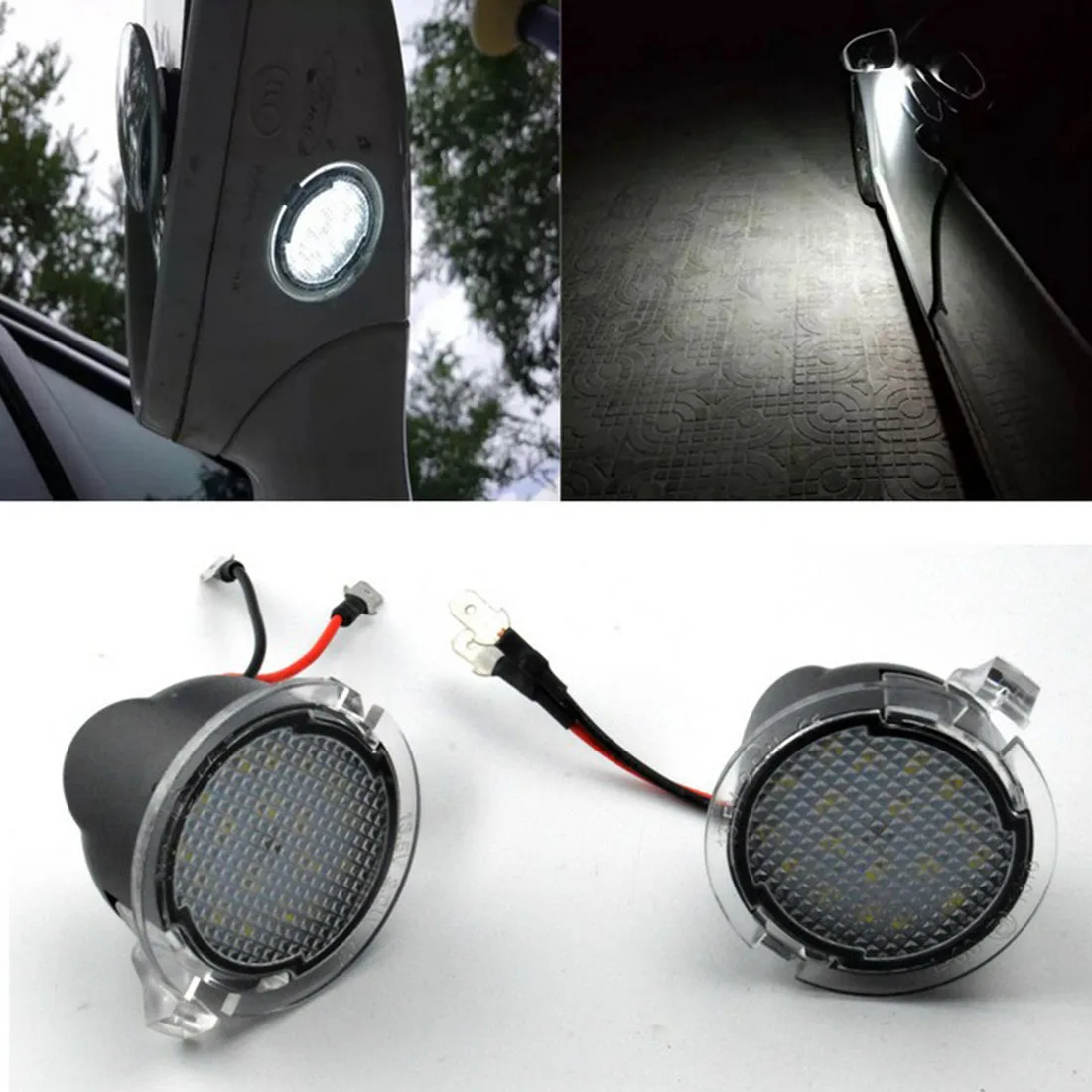 Pop 2pcs Error Free LED Side Mirror Puddle Light For Ford 2009-2014 F150 & RAPTOR Rear View Cover Reverse Floor Lamp Indicator B