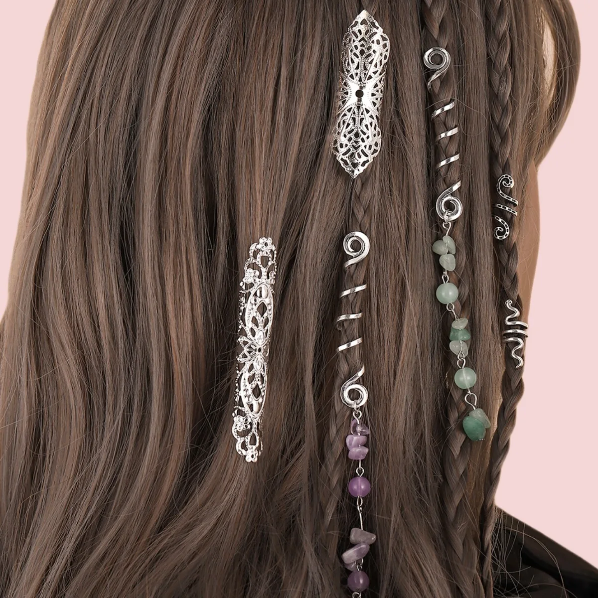 Retro ethnic style braided hair rings, hair buckles, electroplated alloy headwear, personalized crystal butterfly accessories