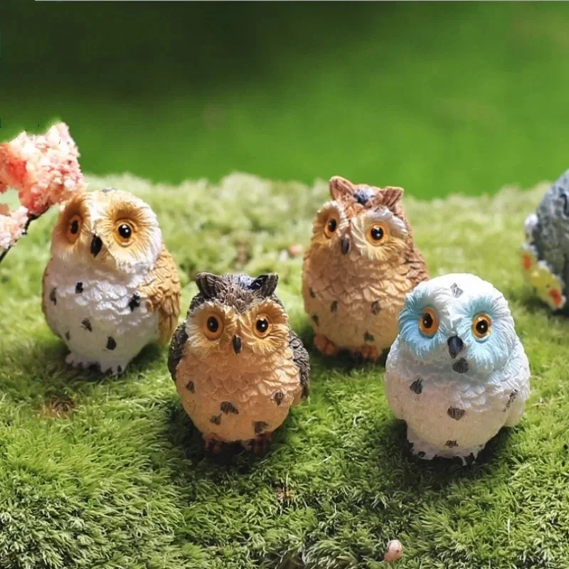 

4 Pcs/1 Set Home Decoration Cute Artificial Owl Figurines Miniatures Lovely Birds Fairy Garden Home Resin Crafts Decorations