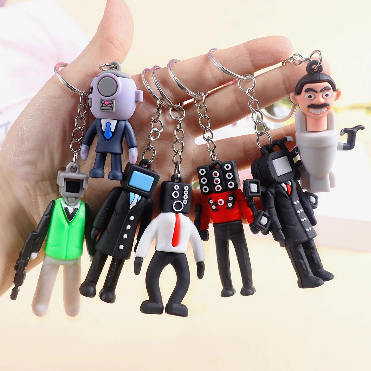 PVC Skibidi Toilet Keychain Toilet Monitor Man Radio Man Game Action Figure Bag Pandent Christmas Gifts Children Toys