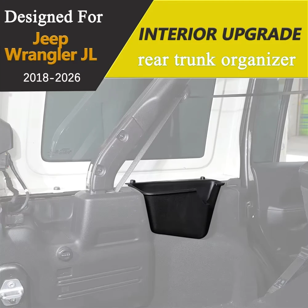 2PCS Rear Trunk Side Storage Box Cargo Organizer Tray for Jeep Wrangler JL Unlimited 4-Door 2018-2026 Interior Accessories ABS