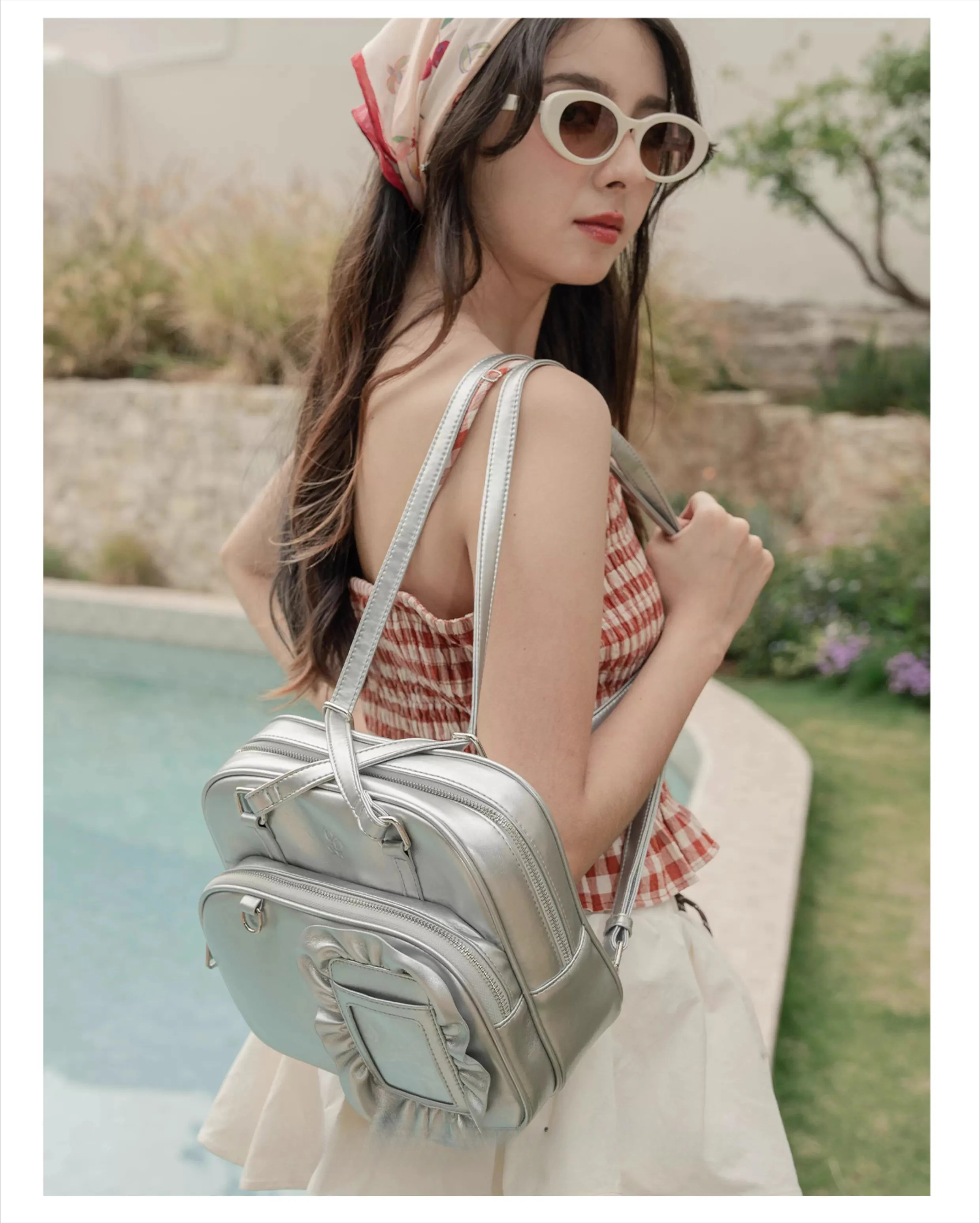 Japanese Original Cute Lolita Style Backpack Sweet Kawaii with Ruffled Edge Pocket Pain Bag Womens Daily Leisure Travel Handbag