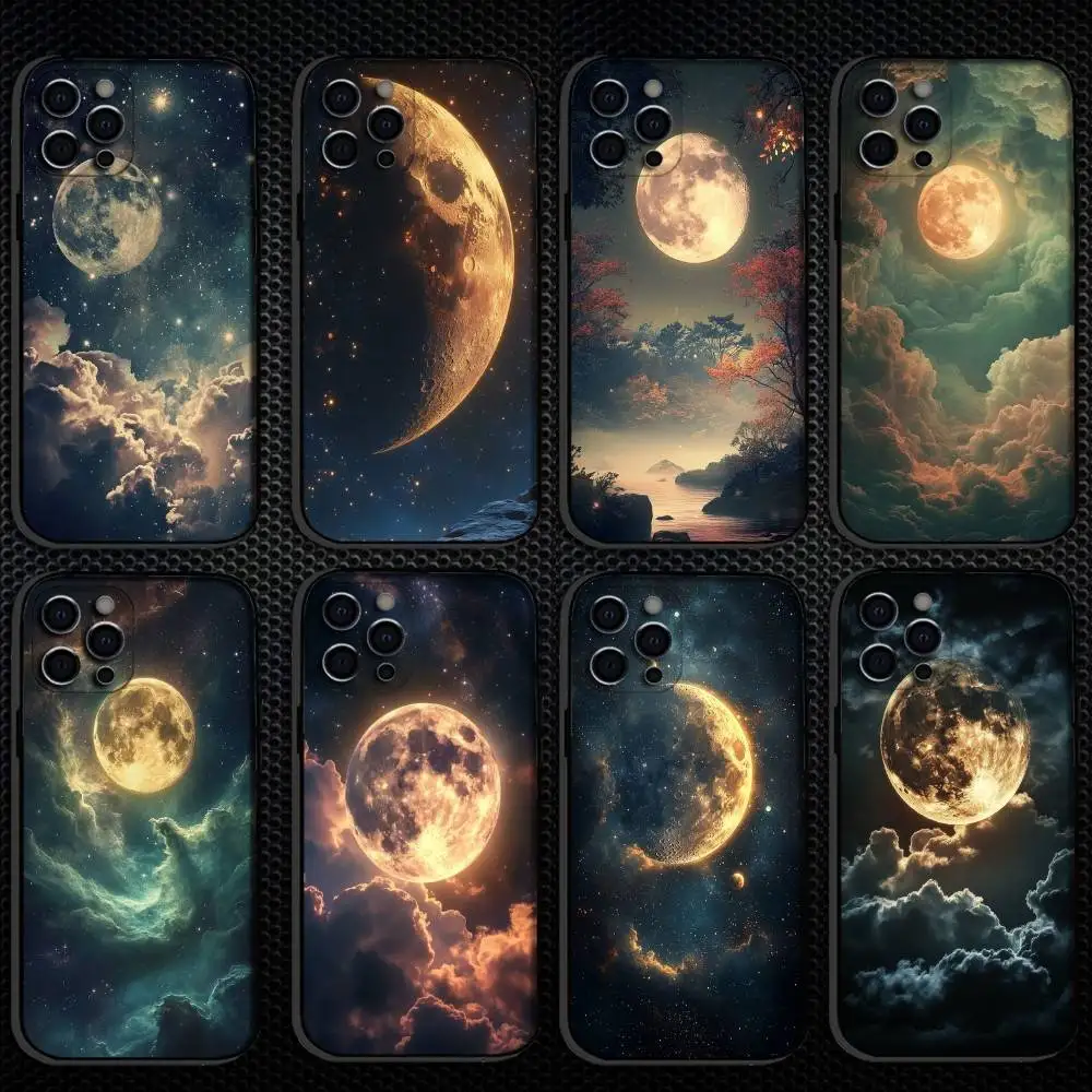 

Чехол для телефона Lonely Moon для iPhone 16,15,14,13,12,11 Plus, Pro Max, другие мягкие черные чехлы
