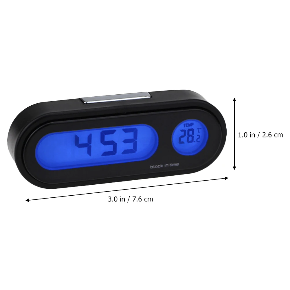 

1pc Digital Thermometer Car Clock Temperature Display Electronic Desk Clock Mini LCD Blue Backlight Vehicle Dash Mounted High