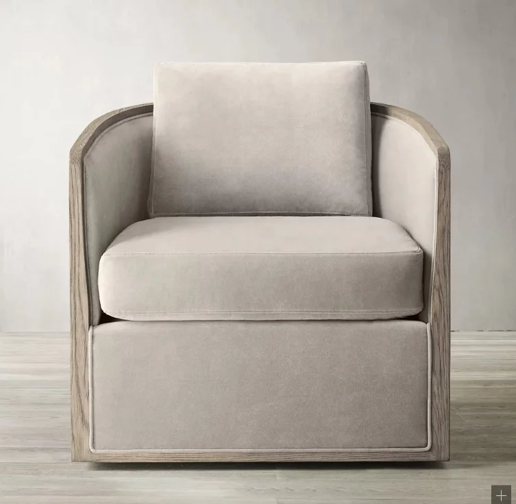 Living room furniture Sofa Household furniture Wrapped in velvet fabric Oak rotating solid wood Oak chair edge