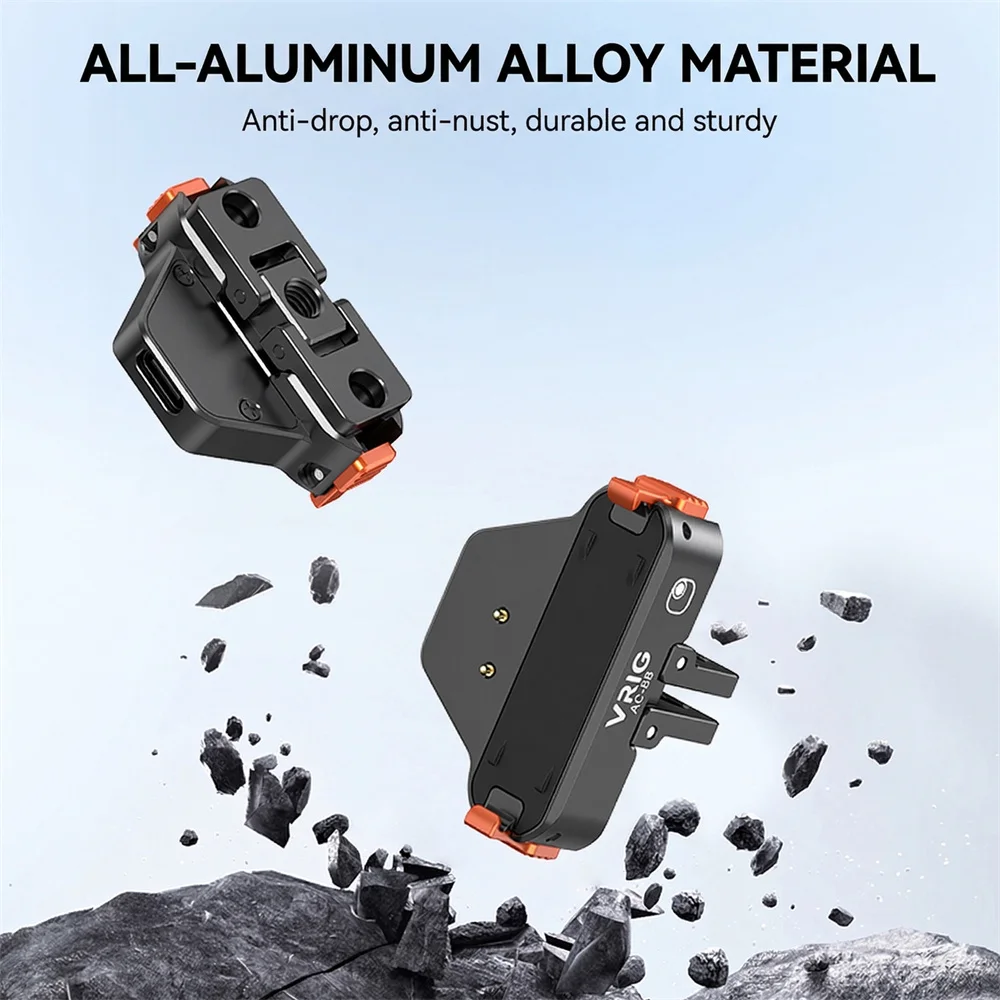 Adapter magnetyczny VRIG z aluminium do szybkiego montażu kamery Insta360 GO Ultra Action, baza rozszerzająca z gwintem 1/4 cala / 2-pinowym — zdjęcie produktu 3
