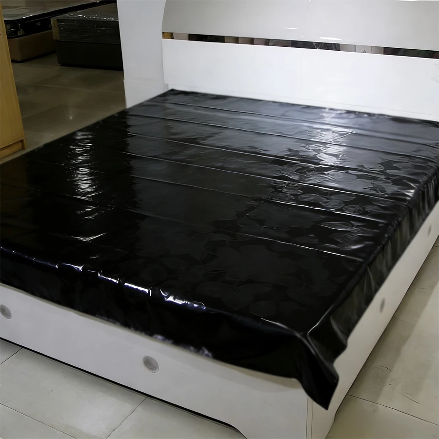 Housse de matelas imperméable en PVC noir pur – Protecteur de matelas anti-taches et anti-fuite à usage domestique pour un nettoyage facile