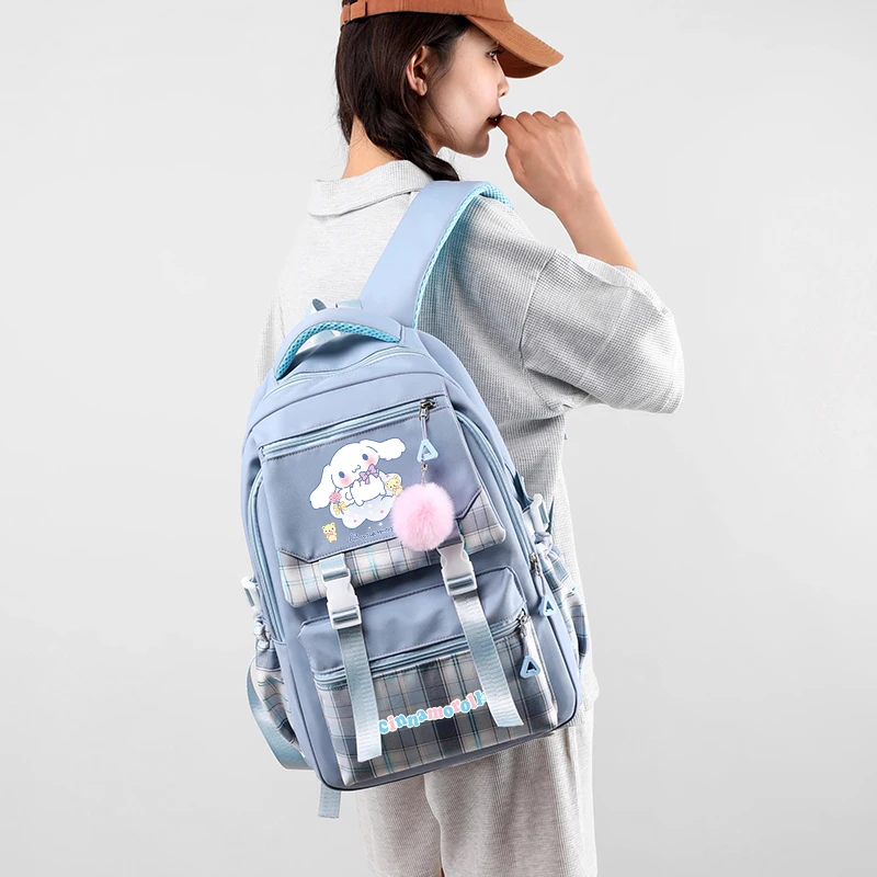 Anime Sanrio Cinnamoroll Backpack Children Girl Boy Black Blue Schoolbag Kawaii Student School Bag Laptop Travel Bag Toy Gift