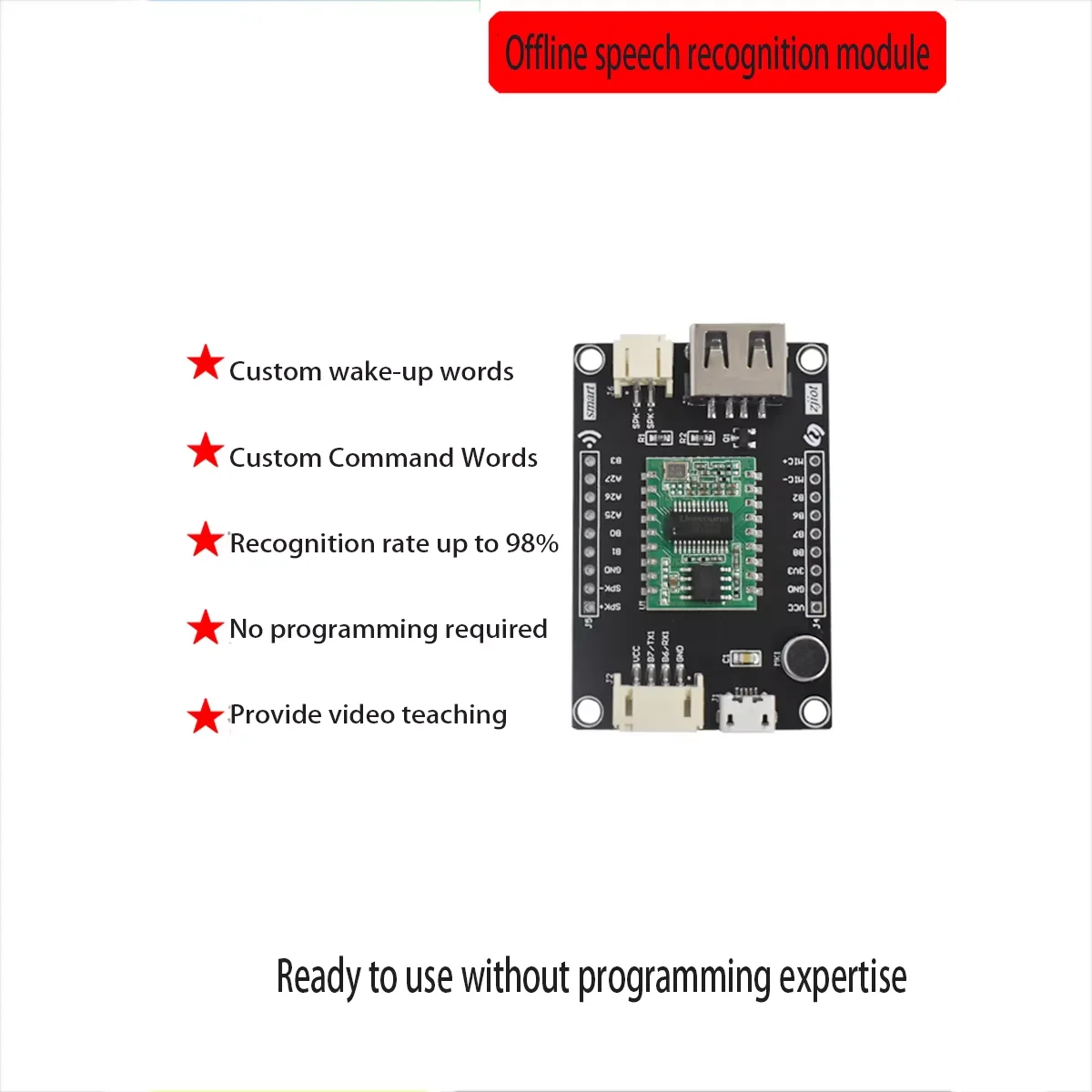 AI offline intelligent speech recognition control module can modify wake-up words, compatible with Arduino, far exceeding LD3320