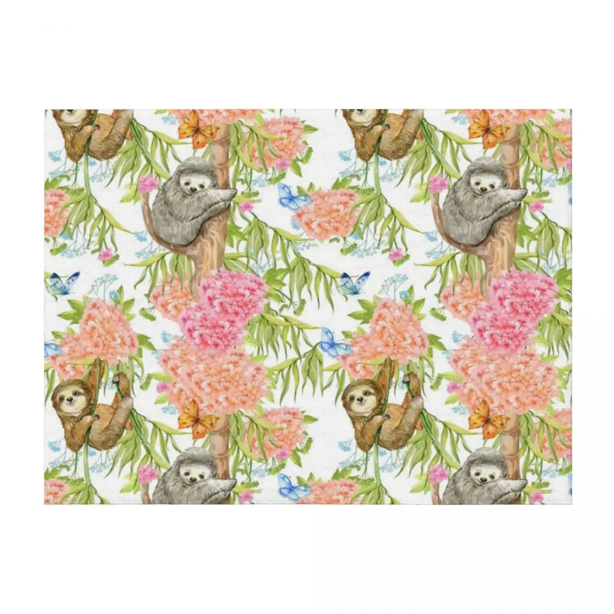 

Sloth and flowers Throw Blanket Decorative Beds For Sofa Thin heavy to sleep Baby Blankets