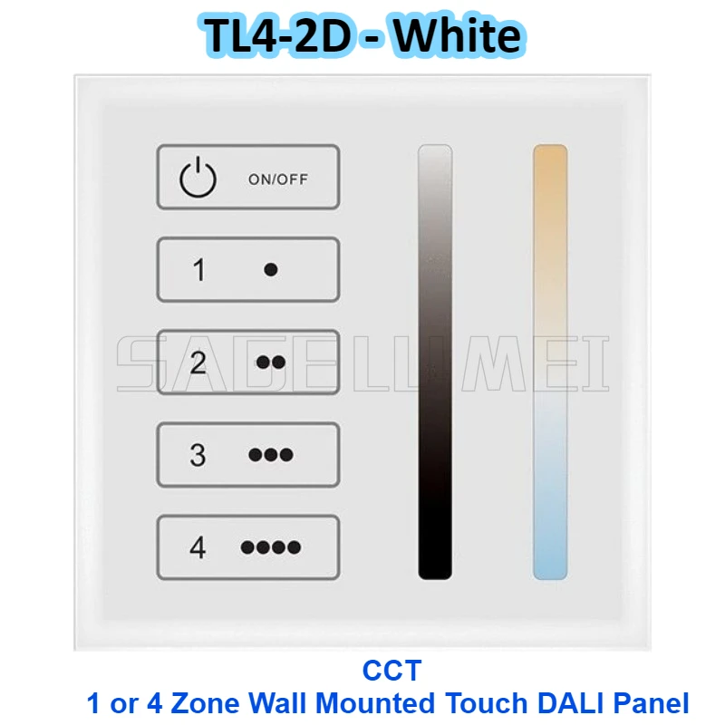 DC24V 1 Zone or 4 Zone Wall Mounted Touch Key DALI Panel DALI Bus Master TL4-1D/TL4-2D Match with RF 2.4G Single/Multiple zone