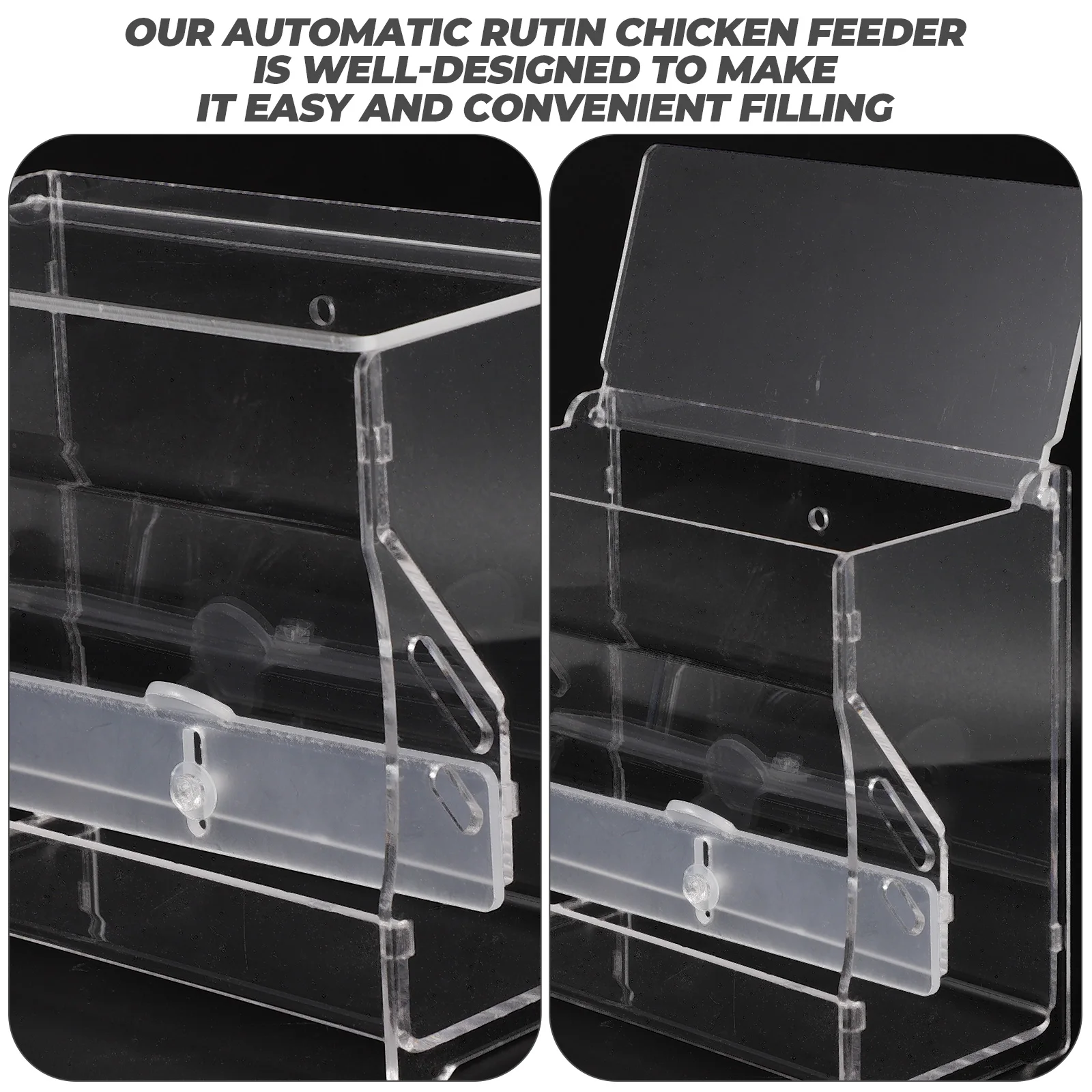 

Automatic Rutin Feeder Acrylic Transparent Food Bowl Durable Feeding Container Multi-Use Poultry Feeder Farmhouse Chicken Bowl