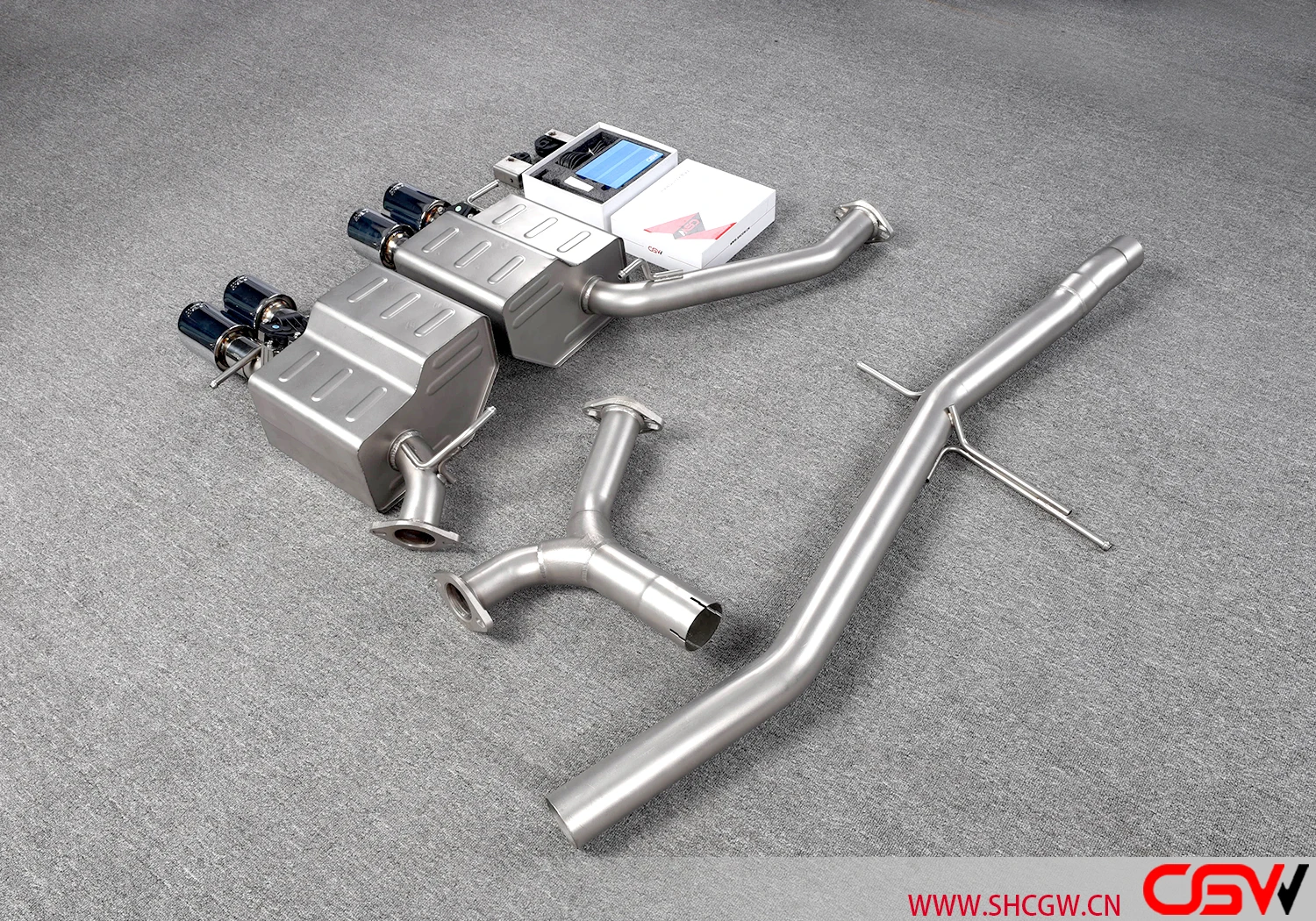Automobile Remote Electronic Valve Control Stainless Steel Catback Muffler Car Exhaust for  A4/A5 B8 2.0T Double Valve view 5