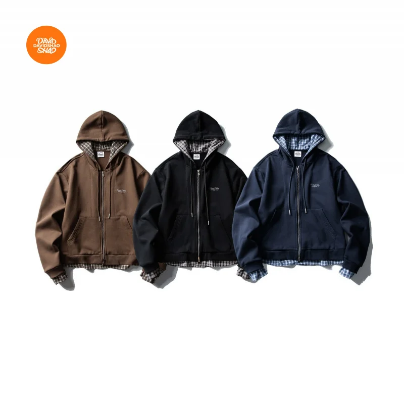 

DAVIDSHAO High Quality EU US Size Luxury Casual Wear Vintage Colleague Hoodie Jacket Sports Outdoor Men Women Jacket