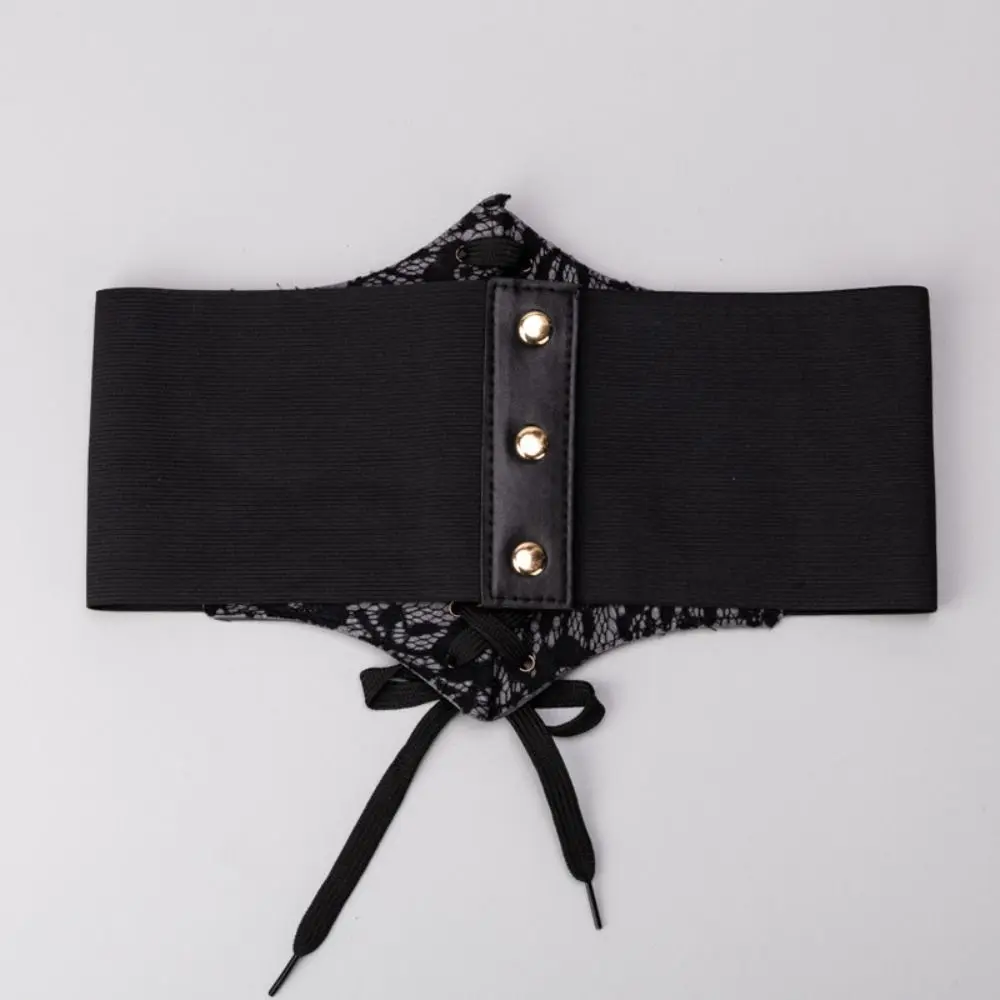 Elegant Adjustable Lace Cummerbunds Leather Solid Color Corset Belt Waistband Slimming Wide Waist Corset Girls