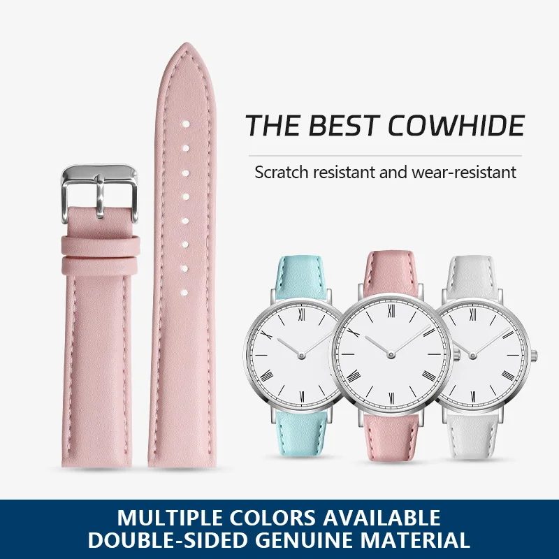 Quick release Fashion watch band For Casio Citizen Fossil DW Strap 12mm 14mm 16mm 18 Ladies Blue Pink red Soft Cowhide Watchband