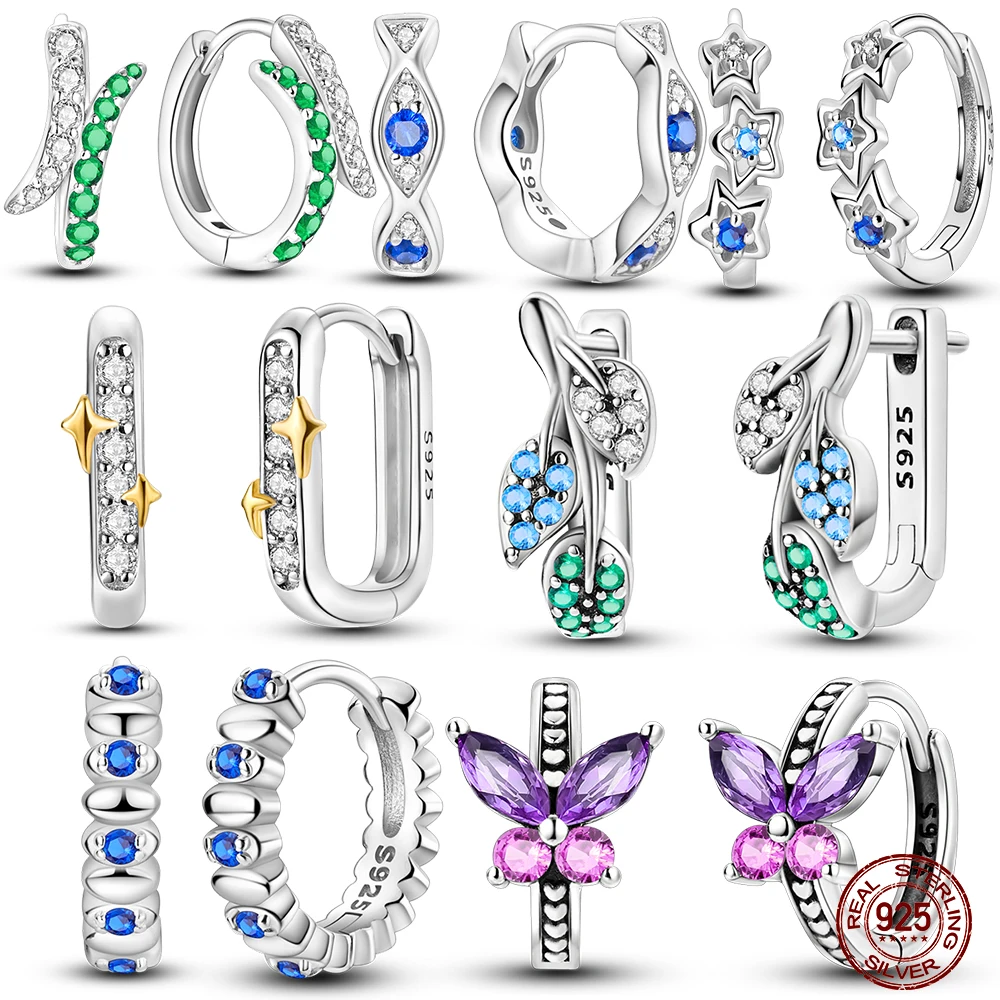 

Серьги-кольца из 100% серебра 925 пробы для женщин, оригинальные серьги с цветным цирконом, изготовление ювелирных изделий, подарок