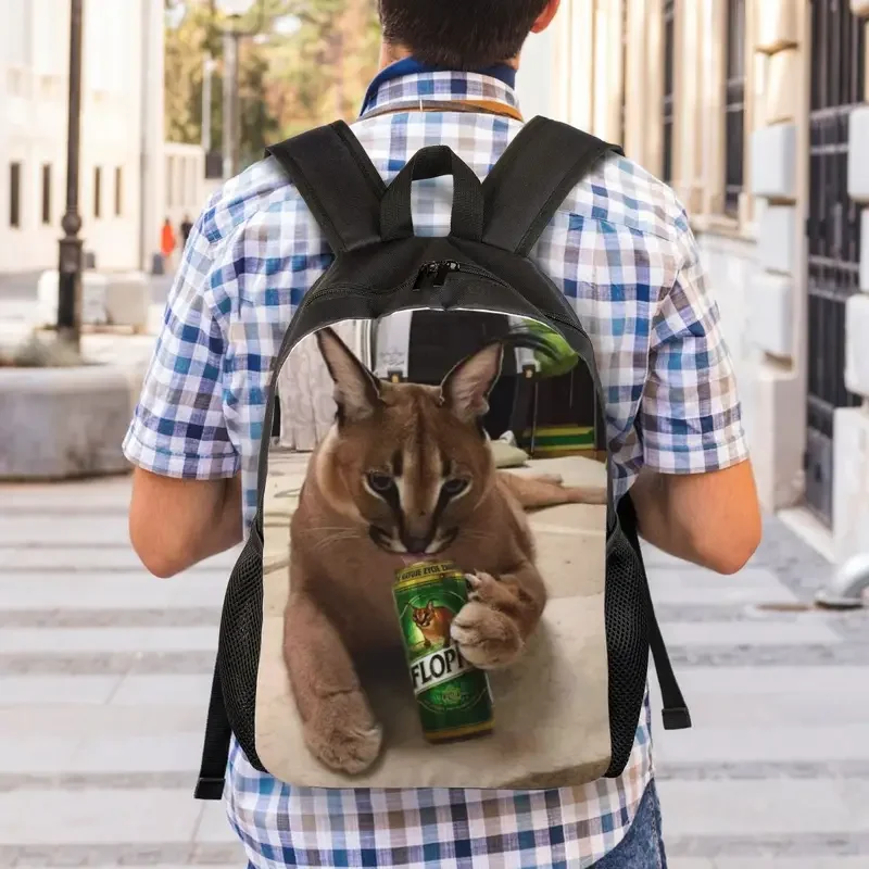 Mochila personalizada grande Floppa Meme para niños y niñas, Caracal Cat, escuela, universidad, bolsas de viaje, bolsa de libros para hombres y mujeres, se adapta a computadora portátil de 15 pulgadas