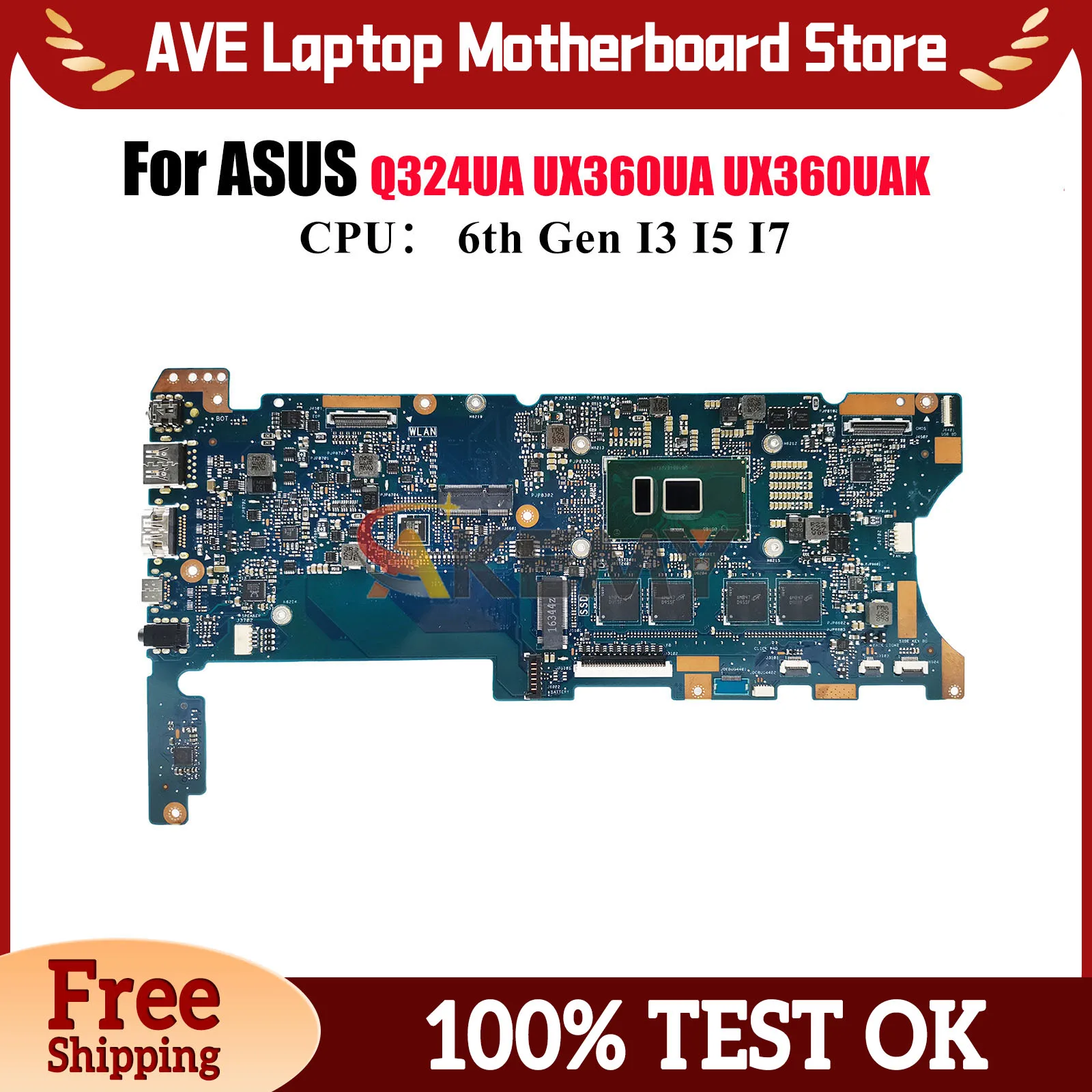 

UX360UA Laptop Motherboard For ASUS ZenBook UX360UA UX360U UX360UAK Q324UA Notebook Mainboard W/ I3 I5 I7 CPU tests OK fast ship