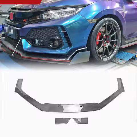 Carbon Fiber Front Lip Bottom Extension EP Style For Honda Civic FK8 Type-R OEM Front Bumper Lip Tuning Under Diffuser Splitter