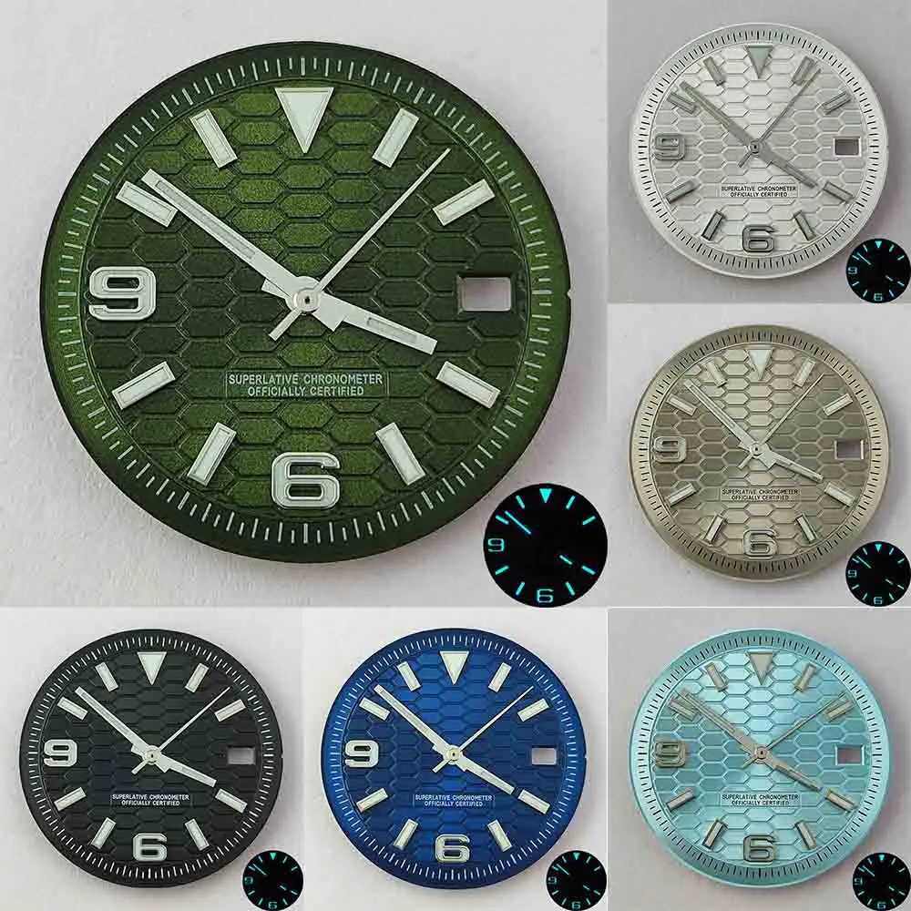 

New 31mm NH35 dial NH35 hands blue-green Luminous dial hands suitable for NH35 movement watch dial replacement accessories