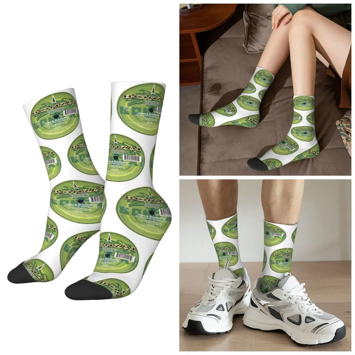 

Всесезонные носки Bonzai Records, спортивные носки в стиле Харадзюку, забавные чулки для мужчин и женщин, рождественские подарки