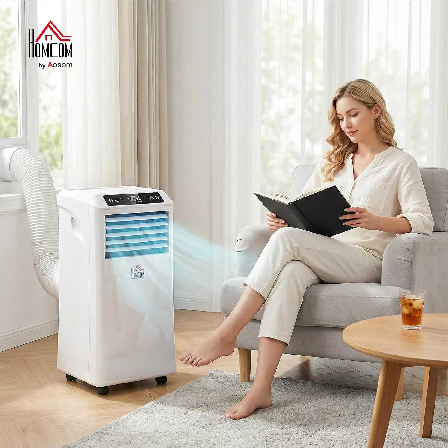 10000 BTU Portable Air Conditioner for Rooms Up to 441 Sq. Ft. White | 4-in-1 AC Unit, Cooling Fan, Dehumidifier, Sleep Mode, Re