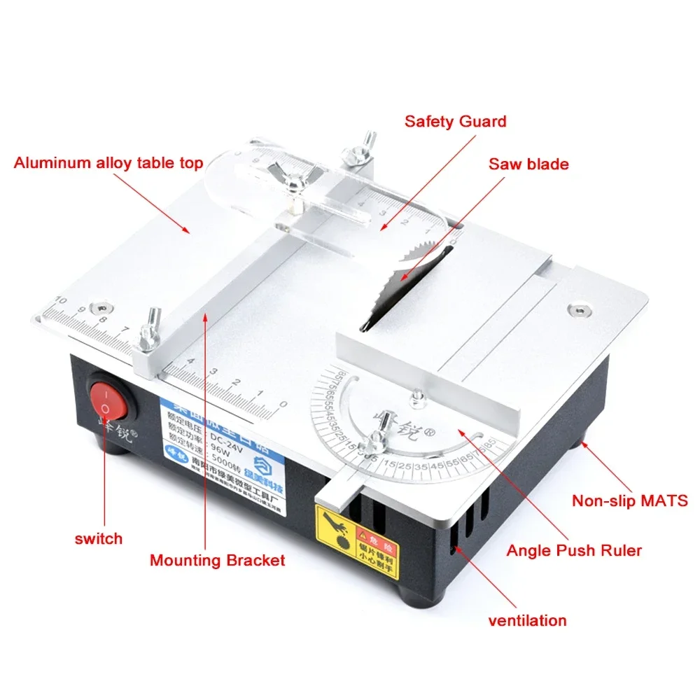 Mini Table Saw for Home DIY 45 Degree Cuting,PCB Board Cutting Tool,Saw Blade Lifting Function,Craft Cut,Electric Saw Table