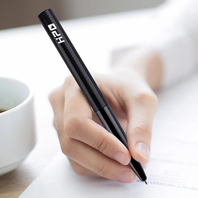 Diamond Pattern Business Pen - Luxury Anodized Aluminum Sign Pen, Black silver Metal Writing Tool for Executive Men