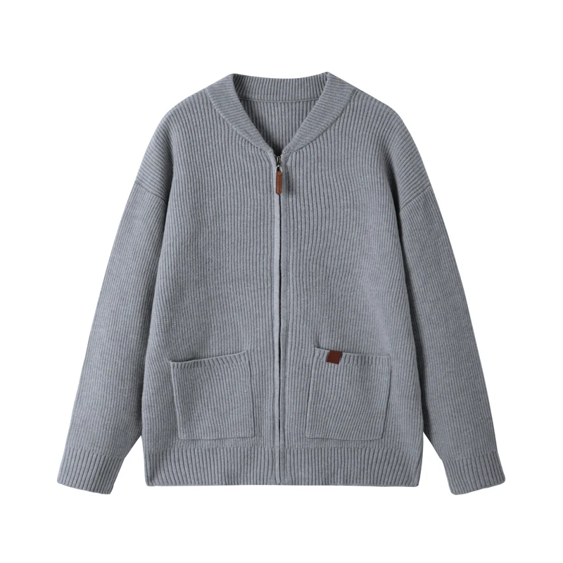 

Solid Color Sweatercoat Knitted Men Sweater Zipper Pocket Casual Winter High Quality Soft Comfortable Cardigan Sueters De Hombre