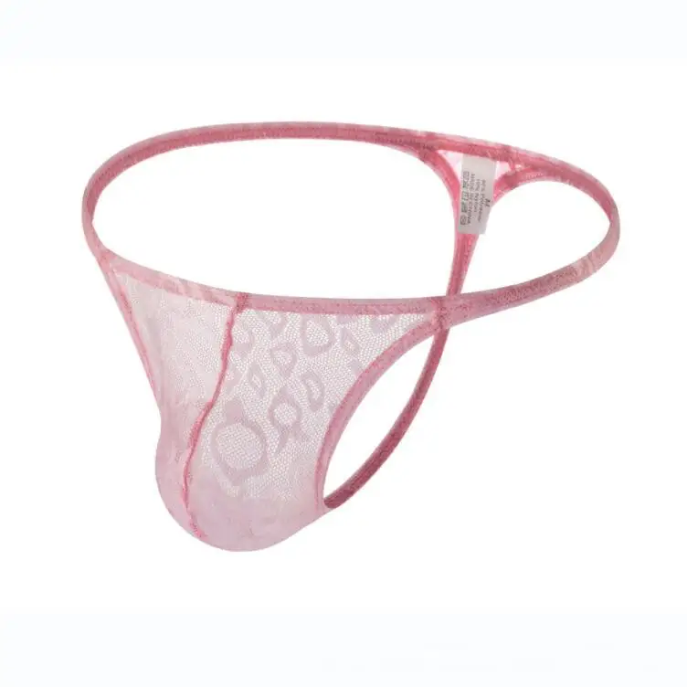 

Men Sexy Underwear Gay Erotic Leopard Printed Thin G-string Male U Convex Pouch T Back Panties Sissy Low-rise See Through Thongs