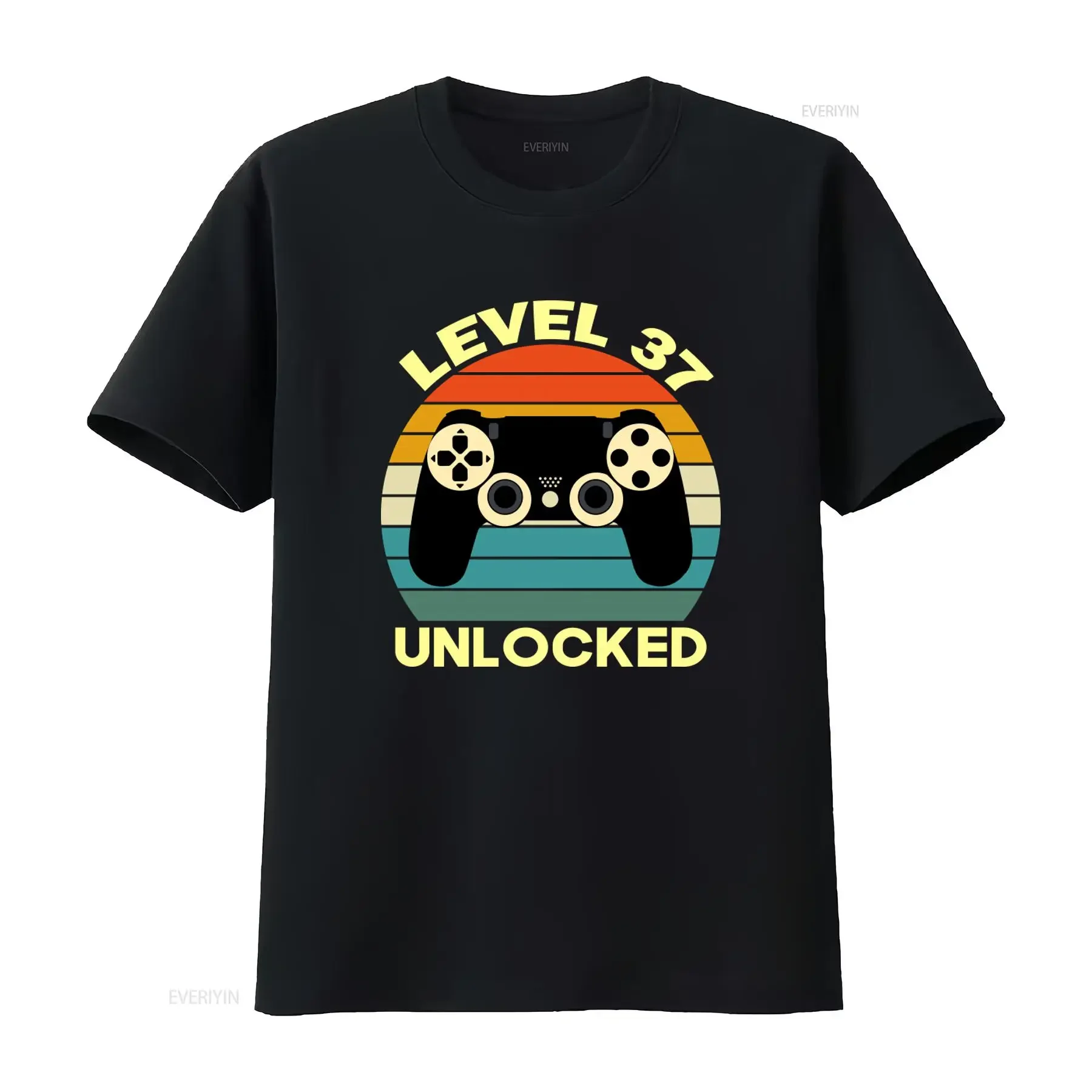 Funny 37th Birthday T Shirt Level 37 Unlocked Perfect for Thirty Seven Years Old Gamer Dad vintage Washed Breathable graphic