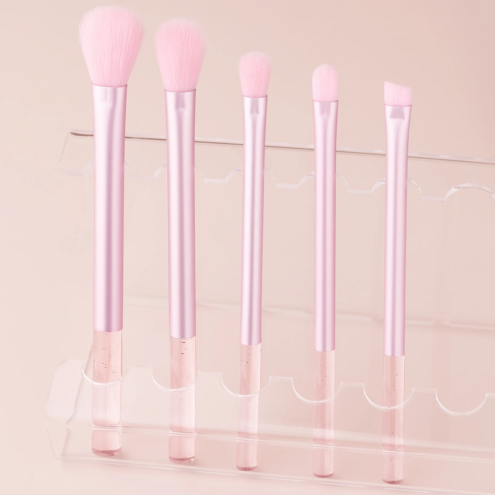 5Pcs Transparent Glitter Rod Cosmetic Brushes Multi-function Blush Powder Eyeshadow Brow Makeup Applicators